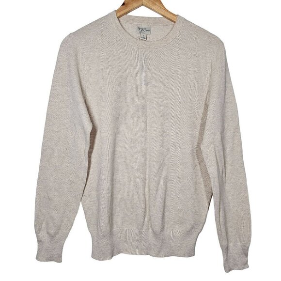 J. Crew Men's Cotton Piqué-Stitch Crewneck Sweater Hthr Natural #BM043 Small NWT - Picture 1 of 9